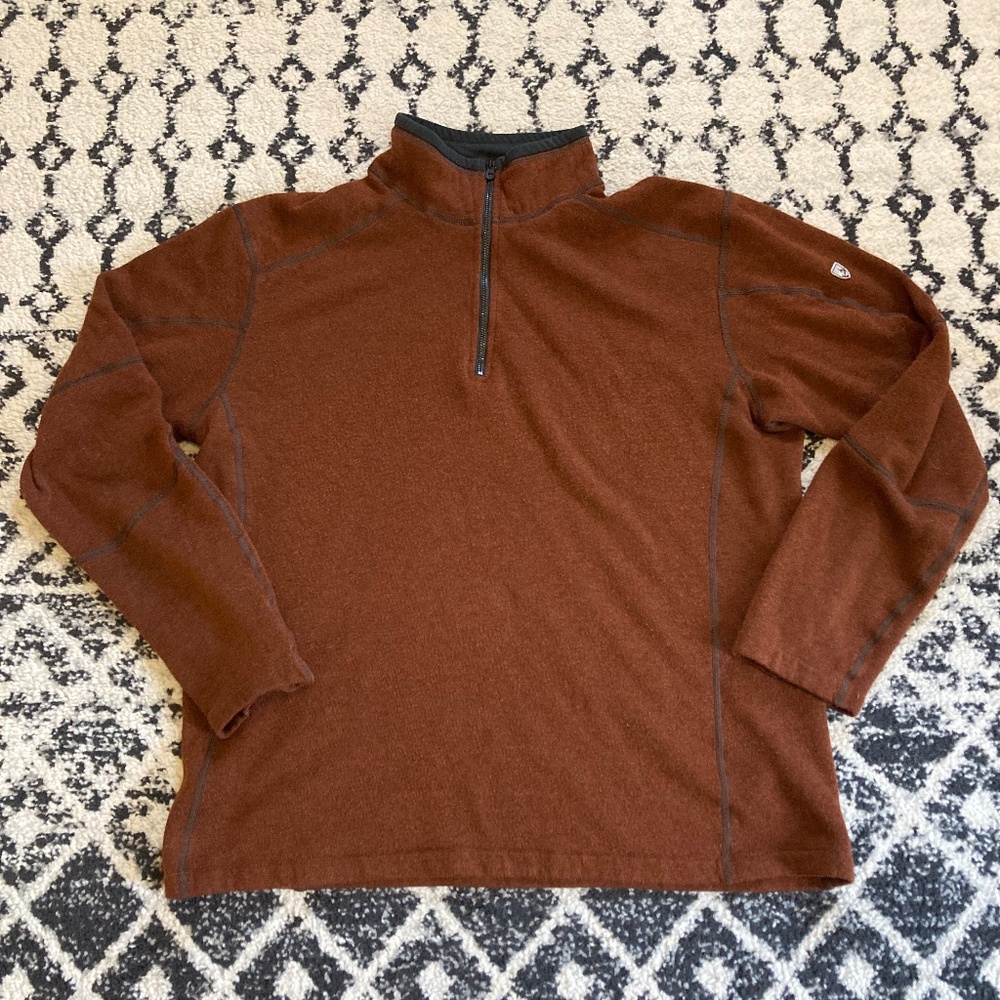 Kuhl Revel 1/4 Zip Sweater Mens XL Orange Pullover Hiking Outdoor Jacket Warm